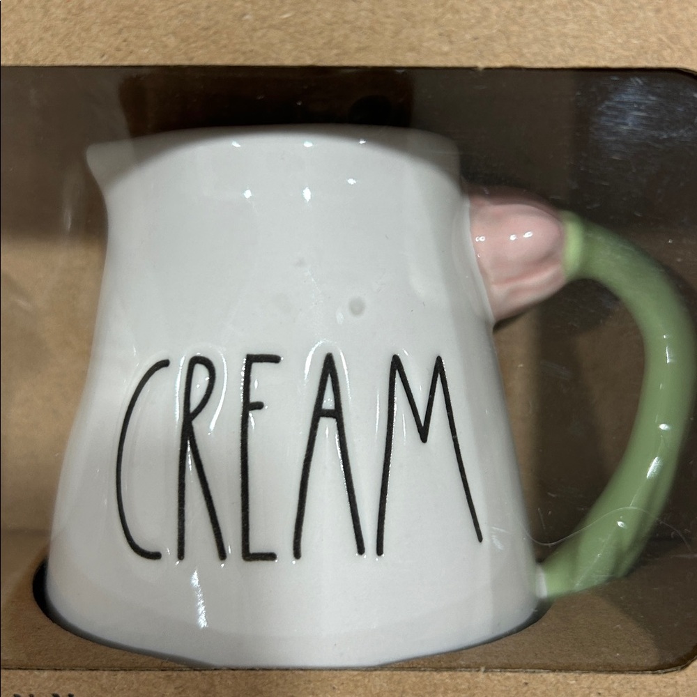Rae Dunn Sugar & Creamer Set - White with Green And Pink Rose Handle NIB - Picture 5 of 8